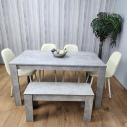 Kosy Koala Wooden Rectangle Dining Table With Bench And 4 Cream Chairs Dining Room Furniture - thumbnail 9