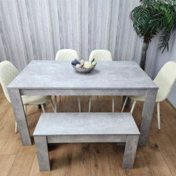 Kosy Koala Wooden Rectangle Dining Table With Bench And 4 Cream Chairs Dining Room Furniture - thumbnail 2