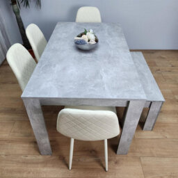 Kosy Koala Wooden Rectangle Dining Table With Bench And 4 Cream Chairs Dining Room Furniture - thumbnail 5