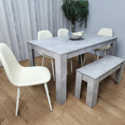 Kosy Koala Wooden Rectangle Dining Table With Bench And 4 Cream Chairs Dining Room Furniture - thumbnail 7