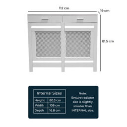 Jack Stonehouse White Diamond Mdf Radiator Cover With Drawer - Medium - 112Cm (W) X 81.5Cm (H) X 19Cm (D) - thumbnail 9