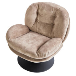 Beliani Swivel Armchair Nolvik Velvet Sand Beige - thumbnail 6