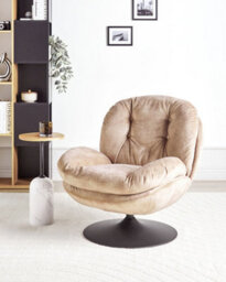 Beliani Swivel Armchair Nolvik Velvet Sand Beige - thumbnail 2