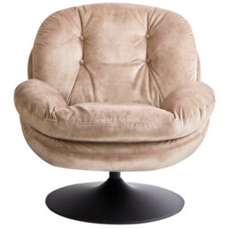 Beliani Swivel Armchair Nolvik Velvet Sand Beige - thumbnail 4
