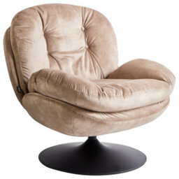 Beliani Swivel Armchair Nolvik Velvet Beige