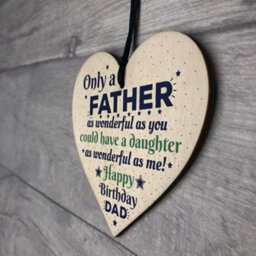 Red Ocean Happy Birthday Dad Father Daddy Greetings Novelty Wooden Hanging Heart Funny Chic Sign Plaque Gift - thumbnail 7