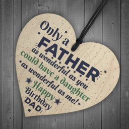 Red Ocean Happy Birthday Dad Father Daddy Greetings Novelty Wooden Hanging Heart Funny Chic Sign Plaque Gift - thumbnail 6