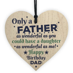 Red Ocean Happy Birthday Dad Father Daddy Greetings Novelty Wooden Hanging Heart Funny Chic Sign Plaque Gift