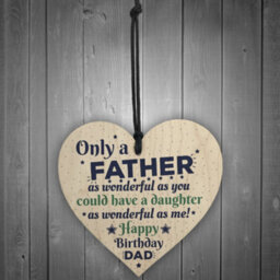 Red Ocean Happy Birthday Dad Father Daddy Greetings Novelty Wooden Hanging Heart Funny Chic Sign Plaque Gift - thumbnail 2