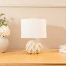 Valuelights Luca Pair Of Natural Textured Ceramic Table Lamps With A Cream Fabric Lampshade Bedside Light - Bulbs Included - thumbnail 4