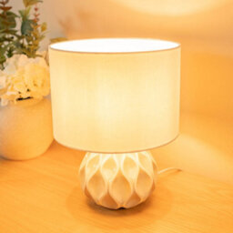 Valuelights Luca Pair Of Natural Textured Ceramic Table Lamps With A Cream Fabric Lampshade Bedside Light - Bulbs Included - thumbnail 5