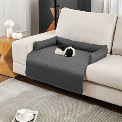 Thehotsale 75X75Cm Waterproof Pet Bed Furniture Protector Mat Dog Sofa Cover With Pillow, Dark Grey - image 1