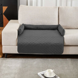 Thehotsale 75X75Cm Waterproof Pet Bed Furniture Protector Mat Dog Sofa Cover With Pillow, Dark Grey - thumbnail 2