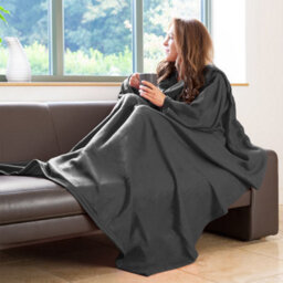 Snug Rug Cosy Sleeved Blanket With Sleeves And A Handy Pouch Pocket - Slate Grey - thumbnail 2