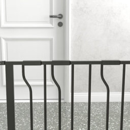 Pawhut Dog Gate Wide Stair Gate W/ Door Pressure Fit, 75-145W Cm, Black - thumbnail 7