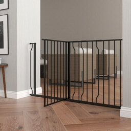 Pawhut Dog Gate Wide Stair Gate W/ Door Pressure Fit, 75-145W Cm, Black - thumbnail 9
