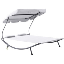 Outsunny Garden Double Hammock Sun Lounger Day Bed Canopy 2 Pillows W/ Stand New - thumbnail 2