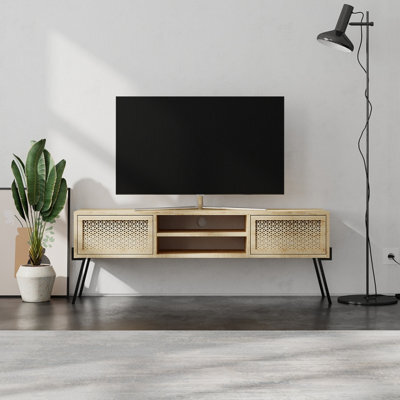 Decortie Naive Modern Tv Unit Multimedia Centre Oak With Storage Tv Cabinet 140Cm - image 1