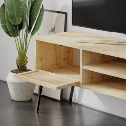Decortie Naive Modern Tv Unit Multimedia Centre Oak With Storage Tv Cabinet 140Cm - thumbnail 6