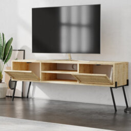 Decortie Naive Modern Tv Unit Multimedia Centre Oak With Storage Tv Cabinet 140Cm - thumbnail 4