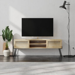 Decortie Naive Modern Tv Unit Multimedia Centre Oak With Storage Tv Cabinet 140Cm - thumbnail 1