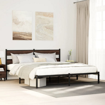 Berkfield Bed Frame Without Mattress With Headboard Brown Oak 190X200 Cm - image 1
