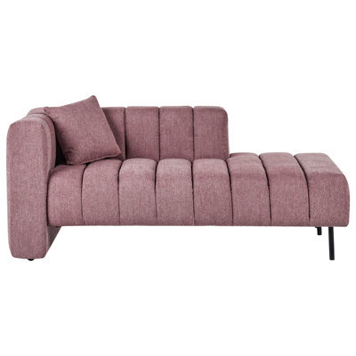 Beliani Left-Hand Chaise Longue Lannils Fabric Pink - image 1