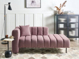 Beliani Left-Hand Chaise Longue Lannils Fabric Pink - thumbnail 2