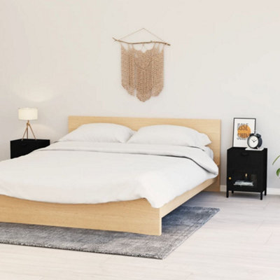 Berkfield Nightstands 2 Pcs Black 40X30X54.5 Cm Steel And Glass - image 1