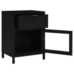 Berkfield Nightstands 2 Pcs Black 40X30X54.5 Cm Steel And Glass - thumbnail 7