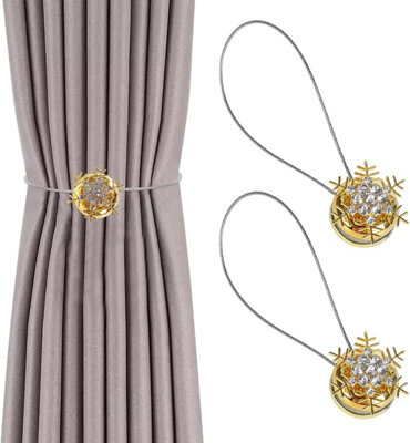 2 Pack Magnetic Curtain Tie Backs Christmas Snowflake Window Holdbacks Clips - image 1
