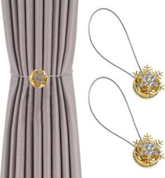 2 Pack Magnetic Curtain Tie Backs Christmas Snowflake Window Holdbacks Clips - thumbnail 1