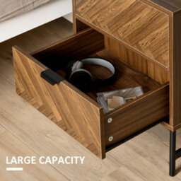 Wyld Haus Lipana Wood Walnut Brown 2-Drawer Bedside Table With Black Metal Base And Handles - thumbnail 4