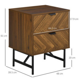Wyld Haus Lipana Wood Walnut Brown 2-Drawer Bedside Table With Black Metal Base And Handles - thumbnail 3