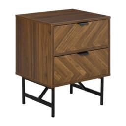 Wyld Haus Lipana Wood Walnut Brown 2-Drawer Bedside Table With Black Metal Base And Handles - thumbnail 1