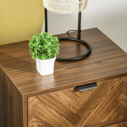 Wyld Haus Lipana Wood Walnut Brown 2-Drawer Bedside Table With Black Metal Base And Handles - thumbnail 9
