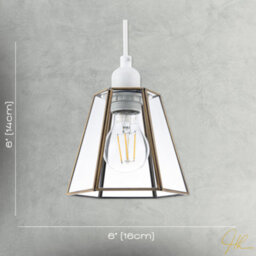 Happy Homewares Industrial Lantern Pendant Shade In Antique Brass With Clear Glass - thumbnail 7