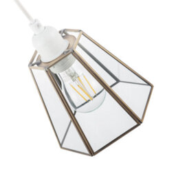 Happy Homewares Industrial Lantern Pendant Shade In Antique Brass With Clear Glass - thumbnail 3