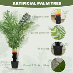 Homcom 150Cm Artificial Areca Palm Tree With Pe Leaves And Flocked Soil - thumbnail 4