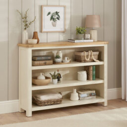 The Furniture Market Marbury Cream Painted Wide Low Large Bookcase