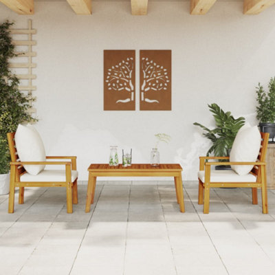 Berkfield 3 Piece Garden Lounge Set With Cushions Solid Wood Acacia - image 1