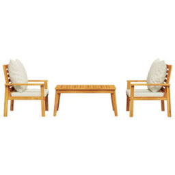 Berkfield 3 Piece Garden Lounge Set With Cushions Solid Wood Acacia - thumbnail 3