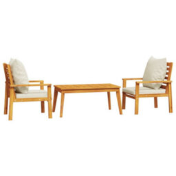 Berkfield 3 Piece Garden Lounge Set With Cushions Solid Wood Acacia - thumbnail 2