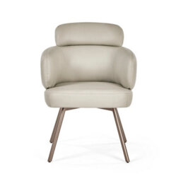Oakham Lorenza Premium Beige Faux Leather Swivel Dining Chairs - Set Of 2 - thumbnail 2