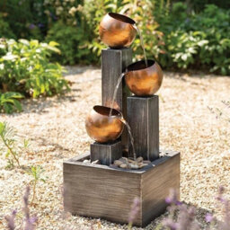 Outdoor Living UK Three Copper Bowls Mains Power Water Feature - thumbnail 1