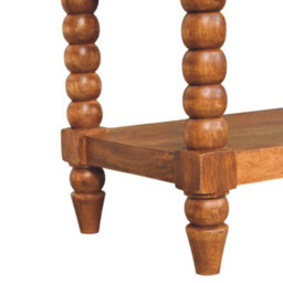 Artisan Furniture Solid Wood Leather Spindle Bench, 2-Drawers, 1 Open Shelf, Light Brown - thumbnail 9
