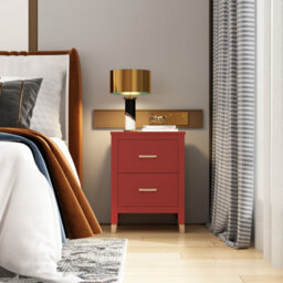 Cabinet Bits Palazzi 2 Drawer Bedside Table Red - thumbnail 1