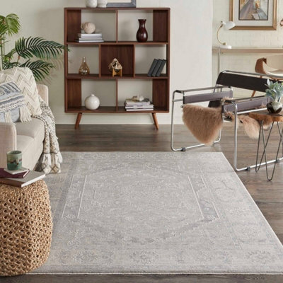 Grey Traditional Persian Bordered Floral Rug For Living Room Bedroom And Dining Room-239Cm X 315Cm - image 1