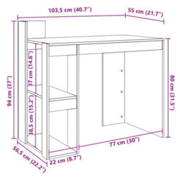 Walplus Office Desk Brown Oak 103.5X56.5X94 Cm Engineered Wood - thumbnail 9