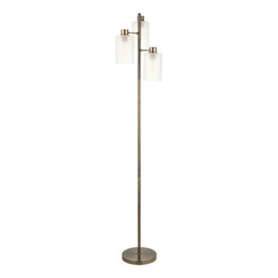 First Choice Lighting Panton - Antique Brass 150Cm Floor Lamp With Frosted Glass Shades - image 1